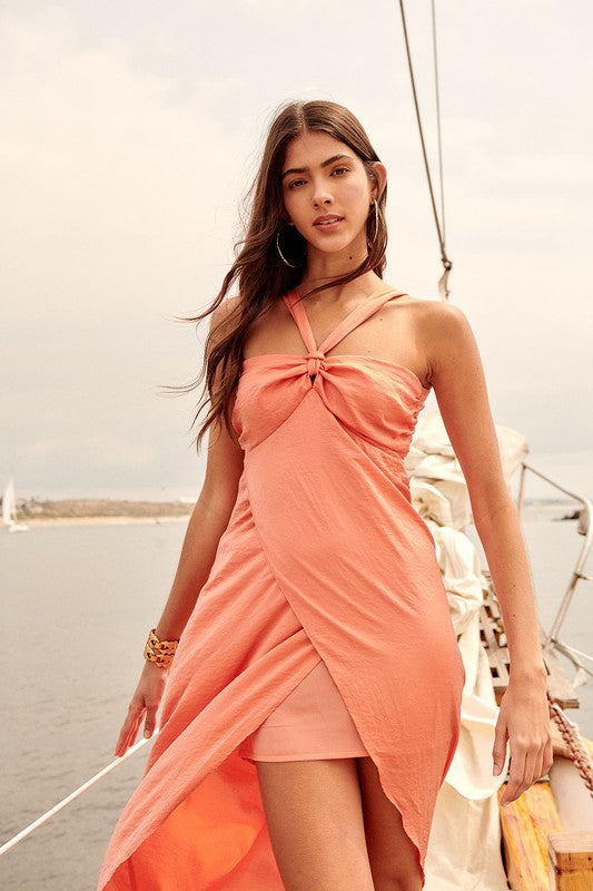 The Cape Cod Satin Tulip Hem Maxi Dress