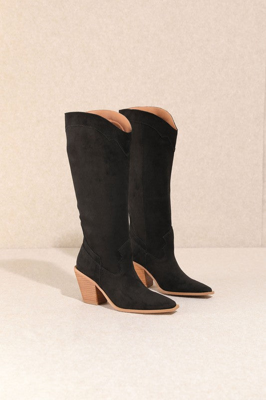 The Classy Suede Tall Western Boots