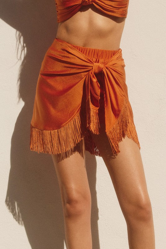 The Knot Your Average Fringe Wrap Skort