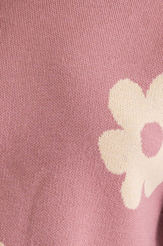 The Petals Pink & Cream Daisy Cropped Sweater