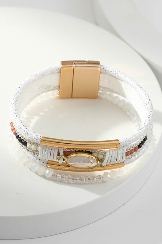 The Multi Strand Leather Bracelet with Magnetic Clasp