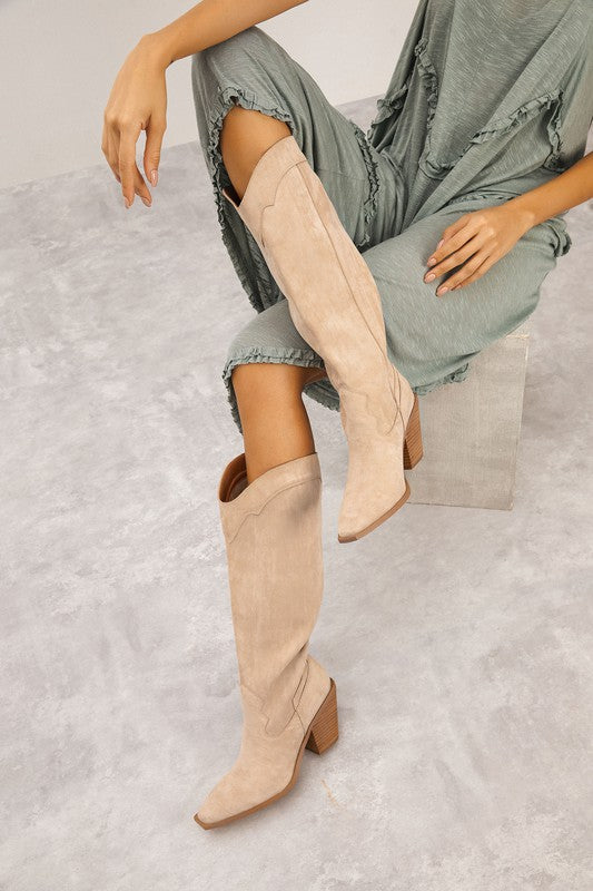 The Classy Suede Tall Western Boots