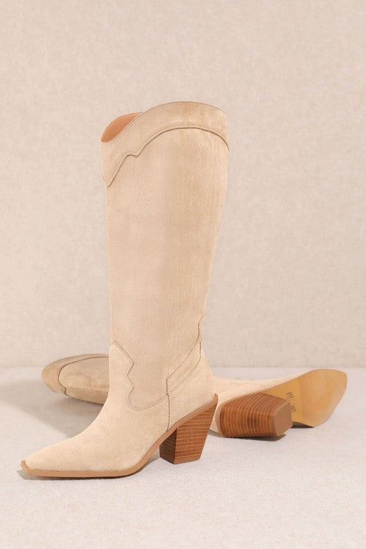 The Classy Suede Tall Western Boots