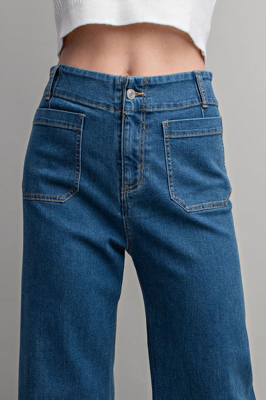 The Get In Line Front Pocket Wide Leg Jeans