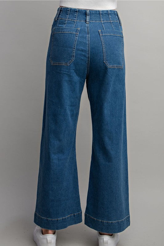 The Get In Line Front Pocket Wide Leg Jeans