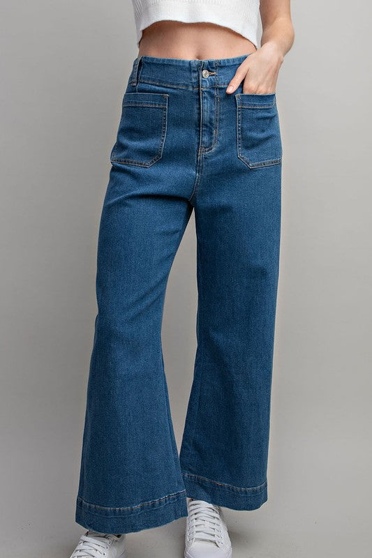 The Get In Line Front Pocket Wide Leg Jeans