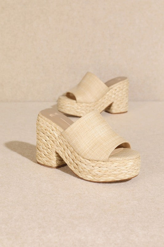 The Ashlyn Raffia Platform Sandals