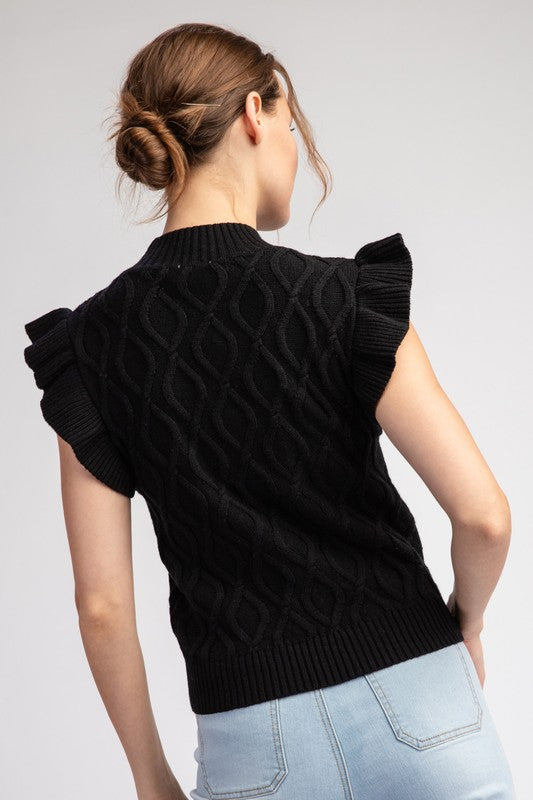 The Ruffle My Feathers Short Sleeve Sweater