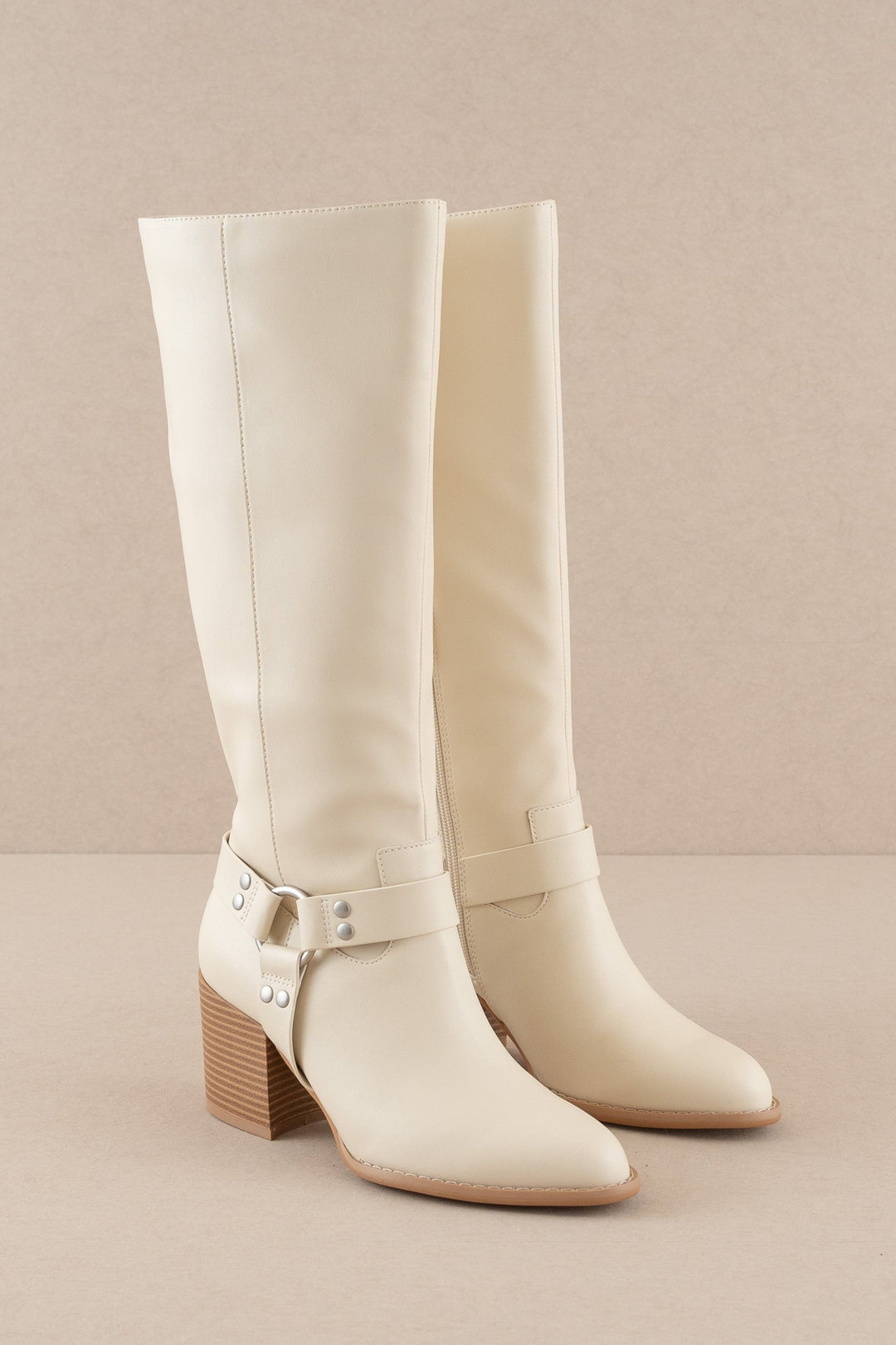 The Kick Start Beige Knee High Bucket Boots