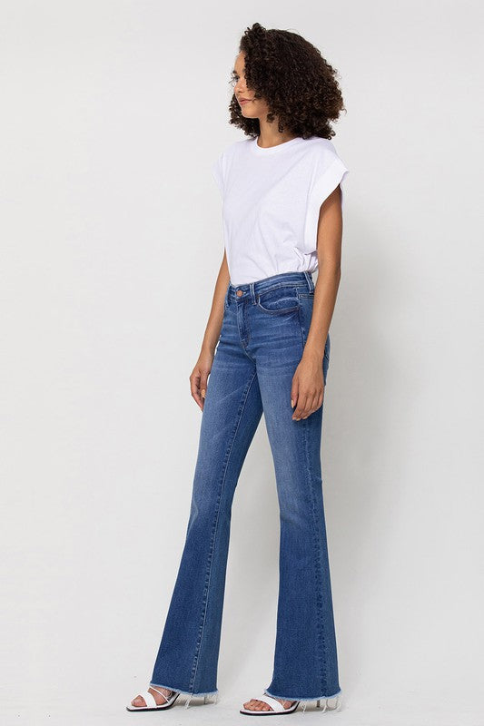 The Carolina Mid Rise Mini Flare Jeans