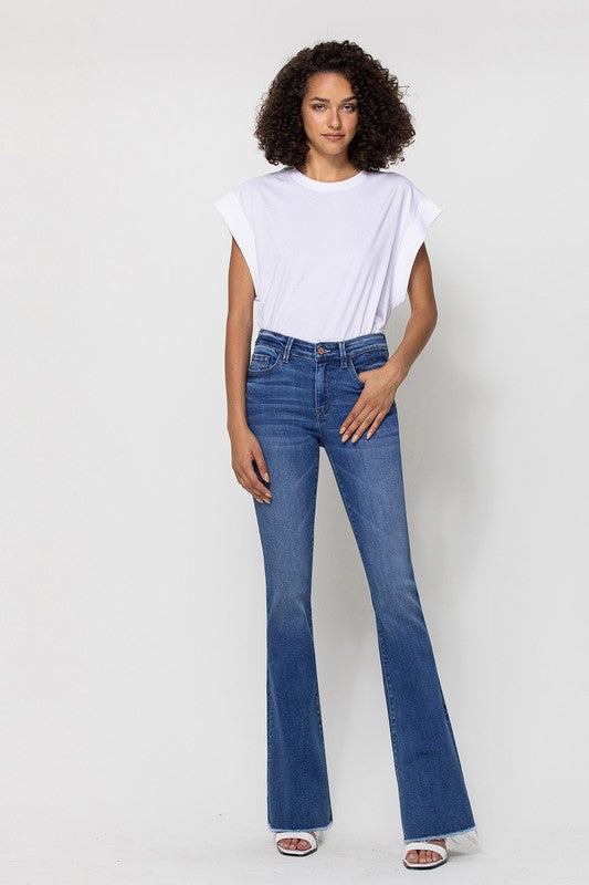 The Carolina Mid Rise Mini Flare Jeans