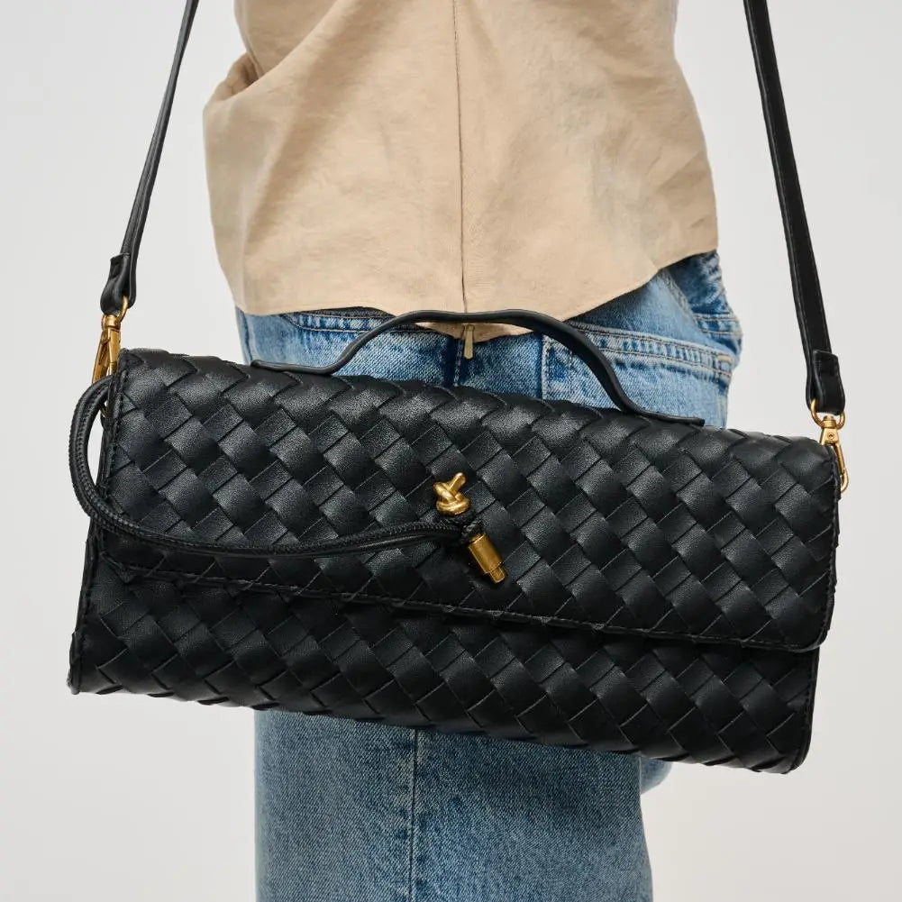 The Ada Top Handle Woven East West Clutch Crossbody