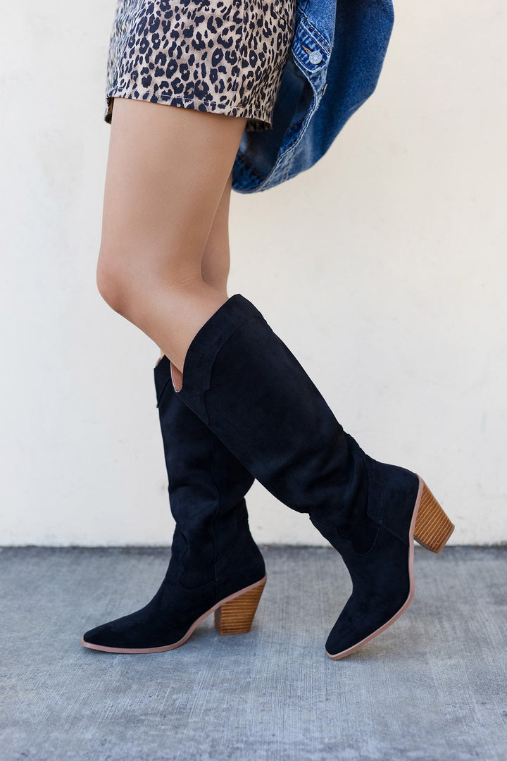 The Classy Suede Tall Western Boots