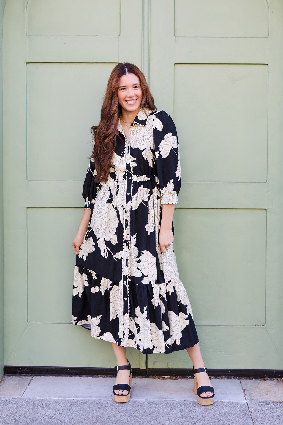 The Feeling Free Floral Print Midi Dress