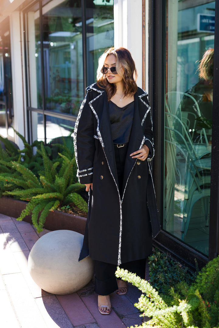 The London Calling Tweed Trim Trench Coat