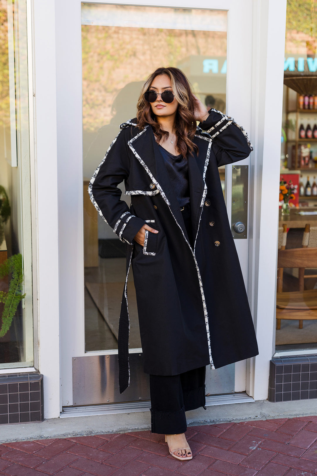 The London Calling Tweed Trim Trench Coat