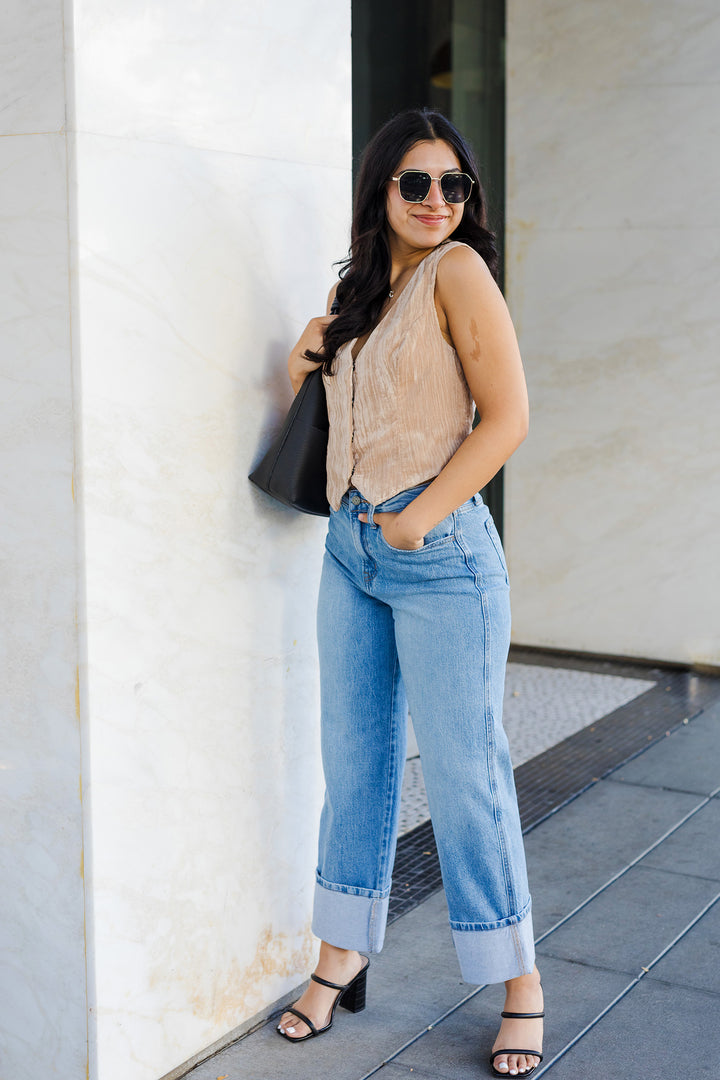 The Blue Monday Cuffed Straight Leg Jeans