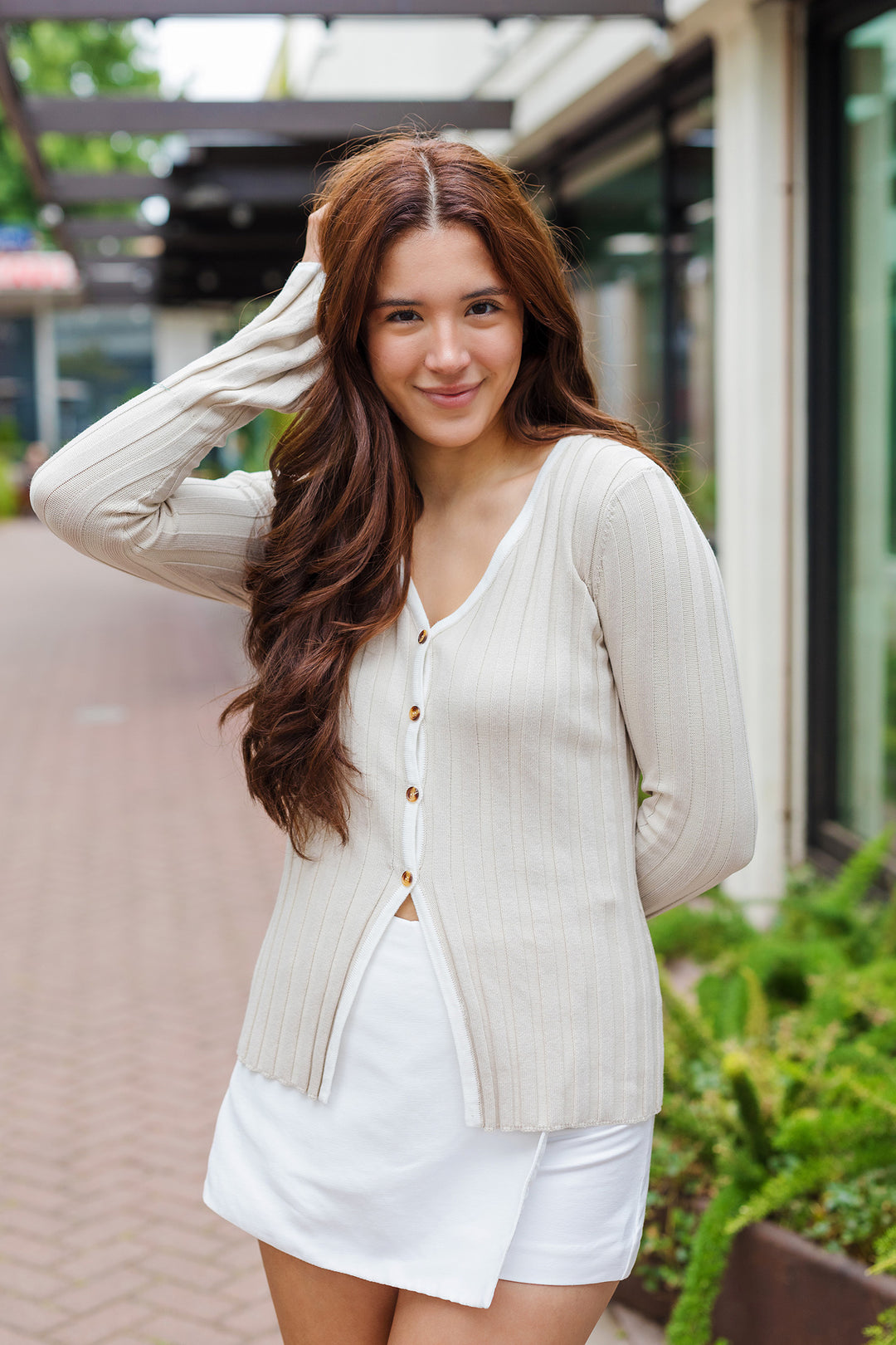 The Eleventh Hour Taupe Ribbed Knit Top