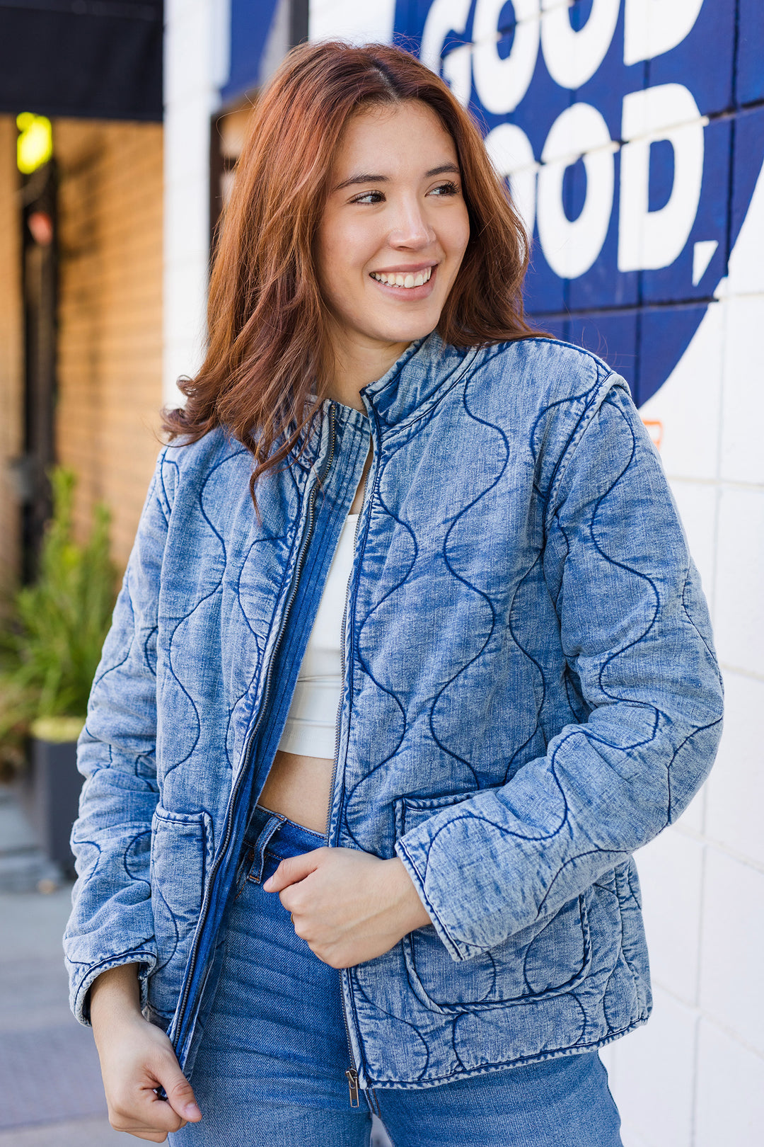 The Let It Go Denim Quilted Jacket