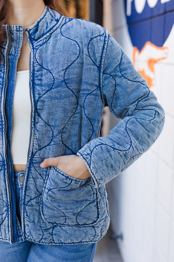 The Let It Go Denim Quilted Jacket