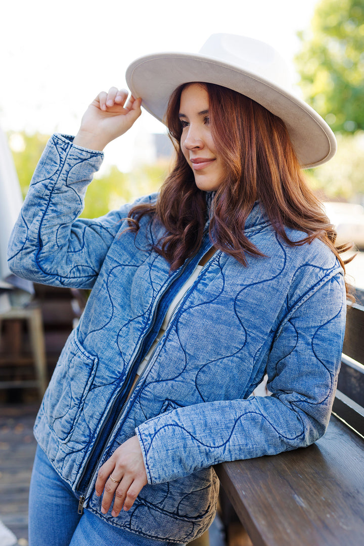 The Let It Go Denim Quilted Jacket