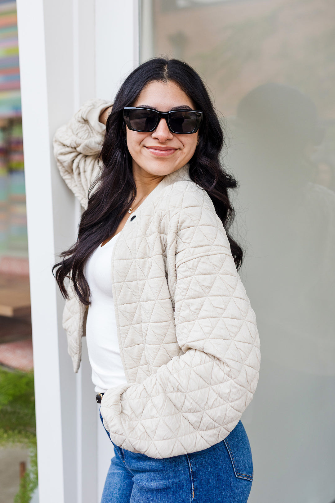 The Point in Time Quilted Bomber Jacket