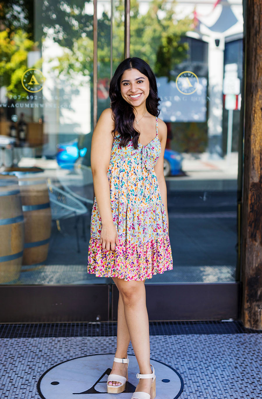 The In Bloom Floral Print Tiered Mini Dress