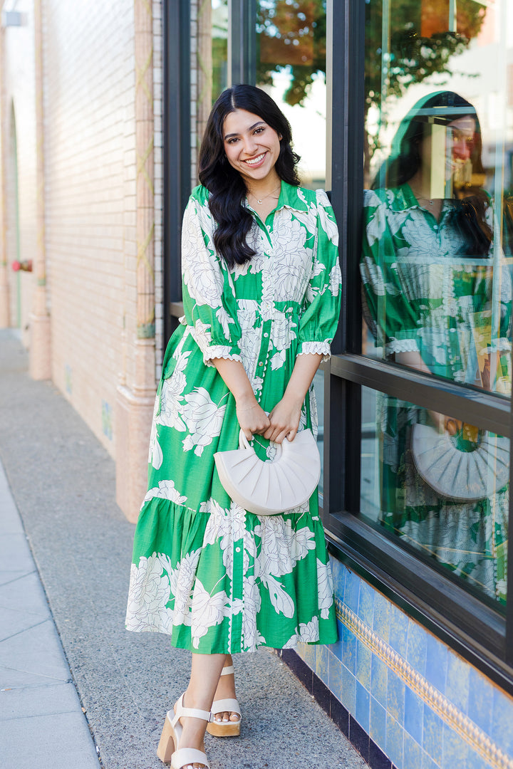 The Feeling Free Floral Print Midi Dress