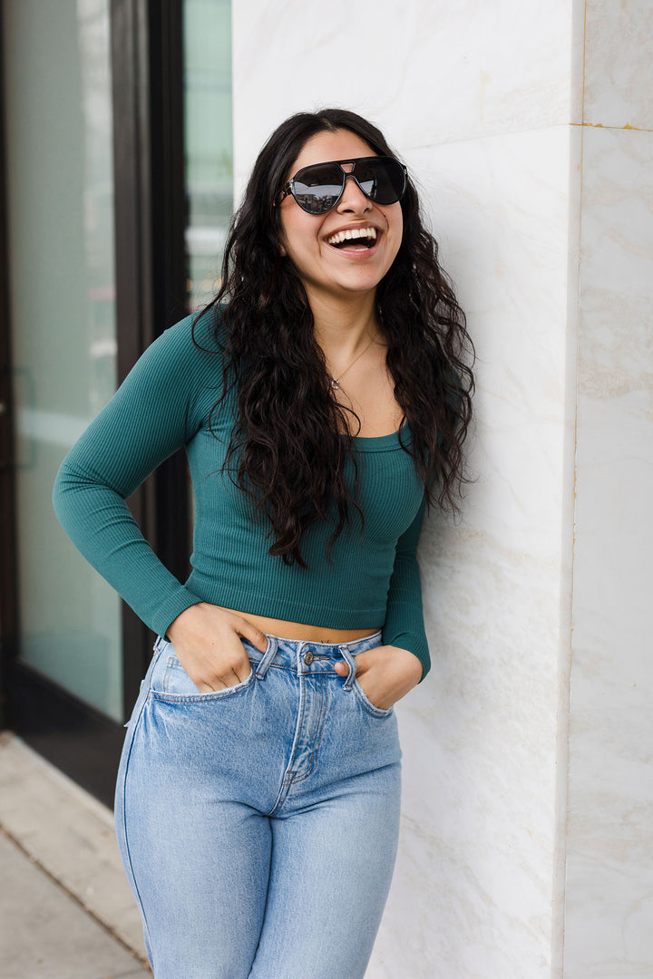 The One Scoop or Two Long Sleeve Crop Top