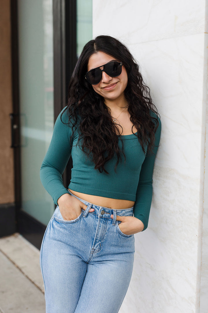 The One Scoop or Two Long Sleeve Crop Top