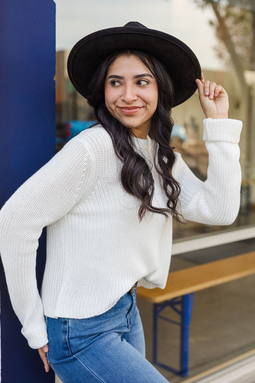 The Whitney White Knit Sweater