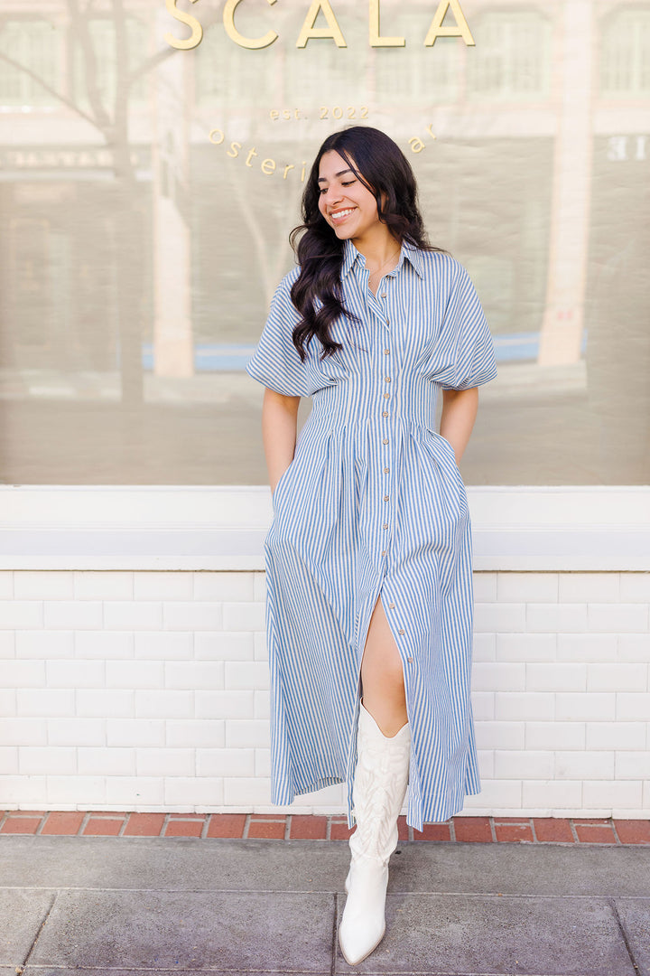 The Resort Blue Striped Maxi Dress