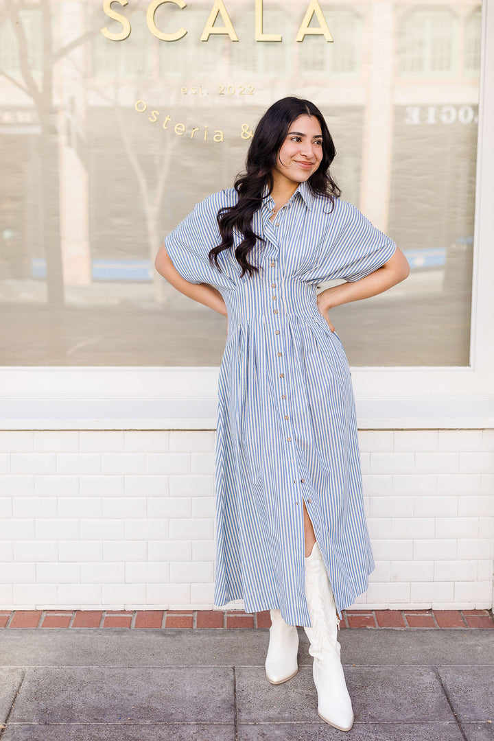 The Resort Blue Striped Maxi Dress