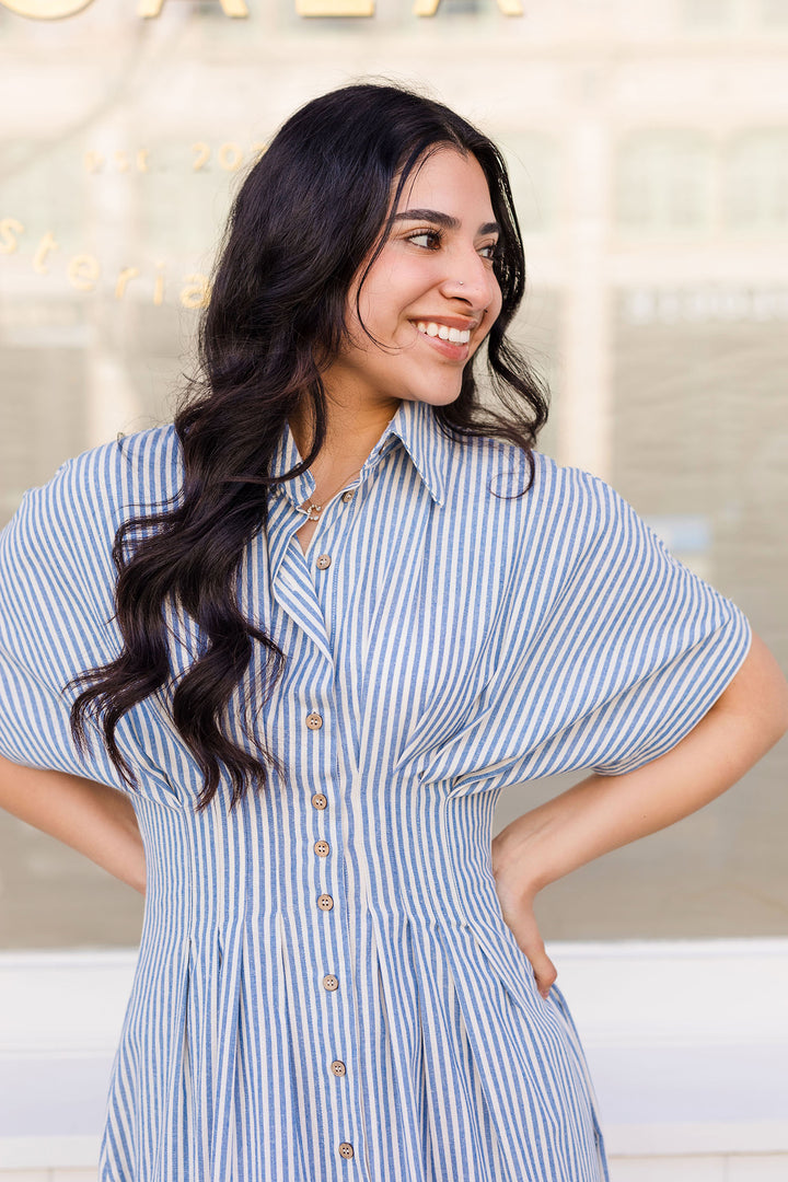 The Resort Blue Striped Maxi Dress