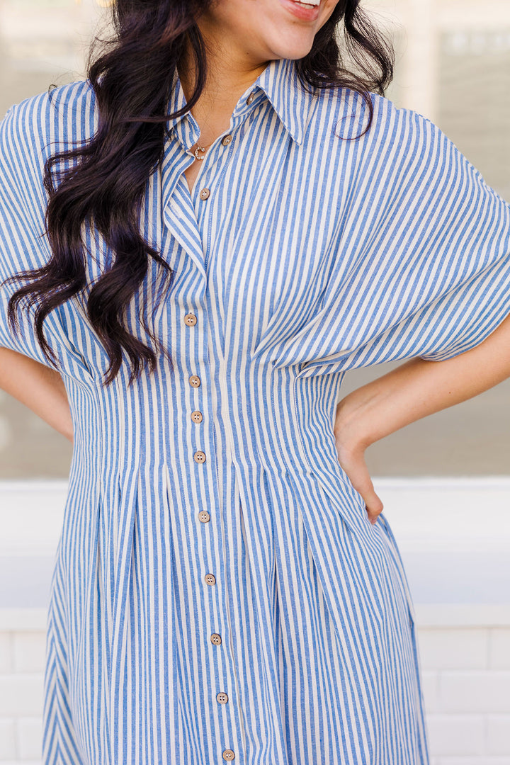 The Resort Blue Striped Maxi Dress