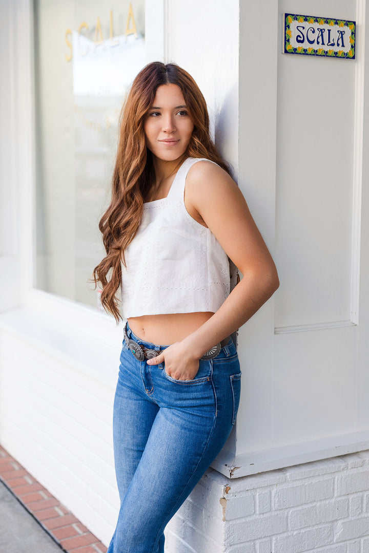 The Sweetest Summer White Eyelet Tank Top