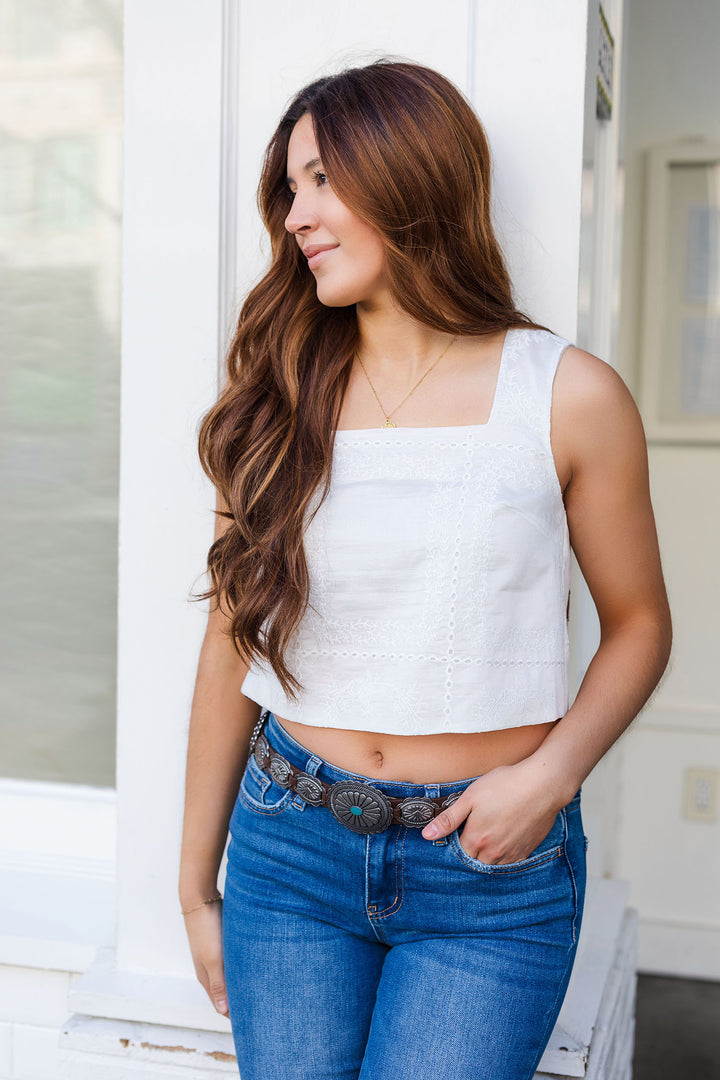 The Sweetest Summer White Eyelet Tank Top