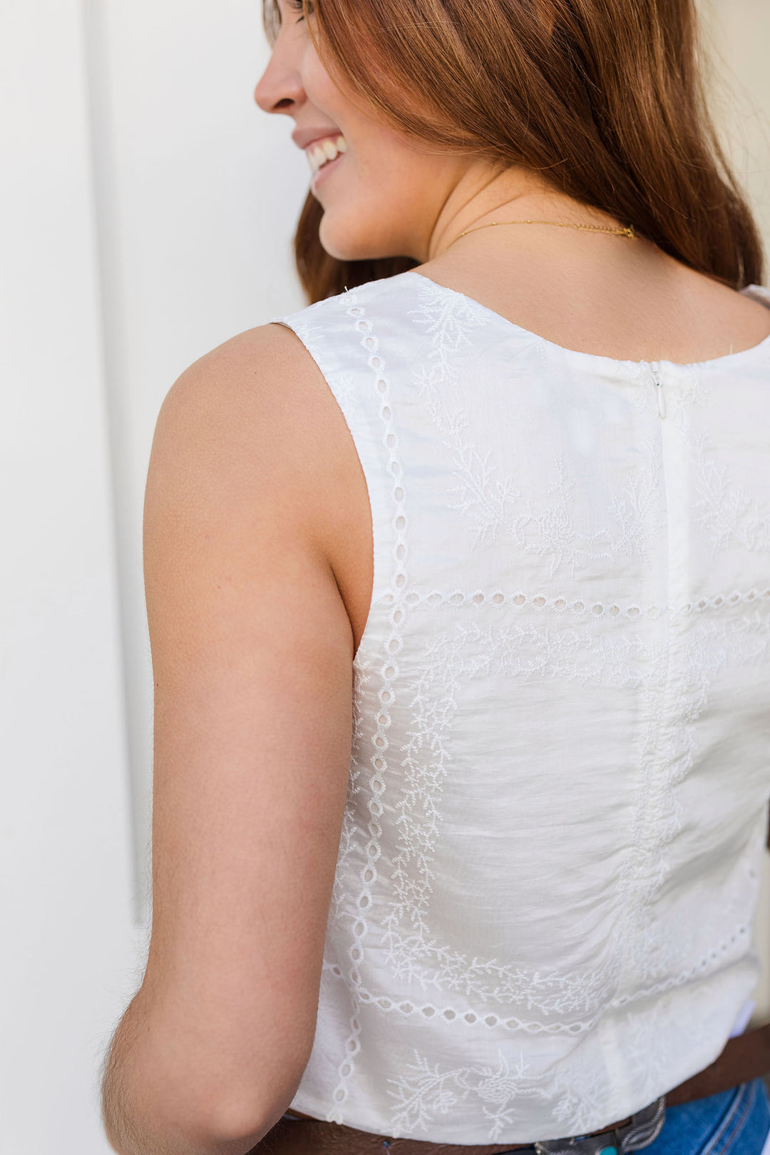 The Sweetest Summer White Eyelet Tank Top