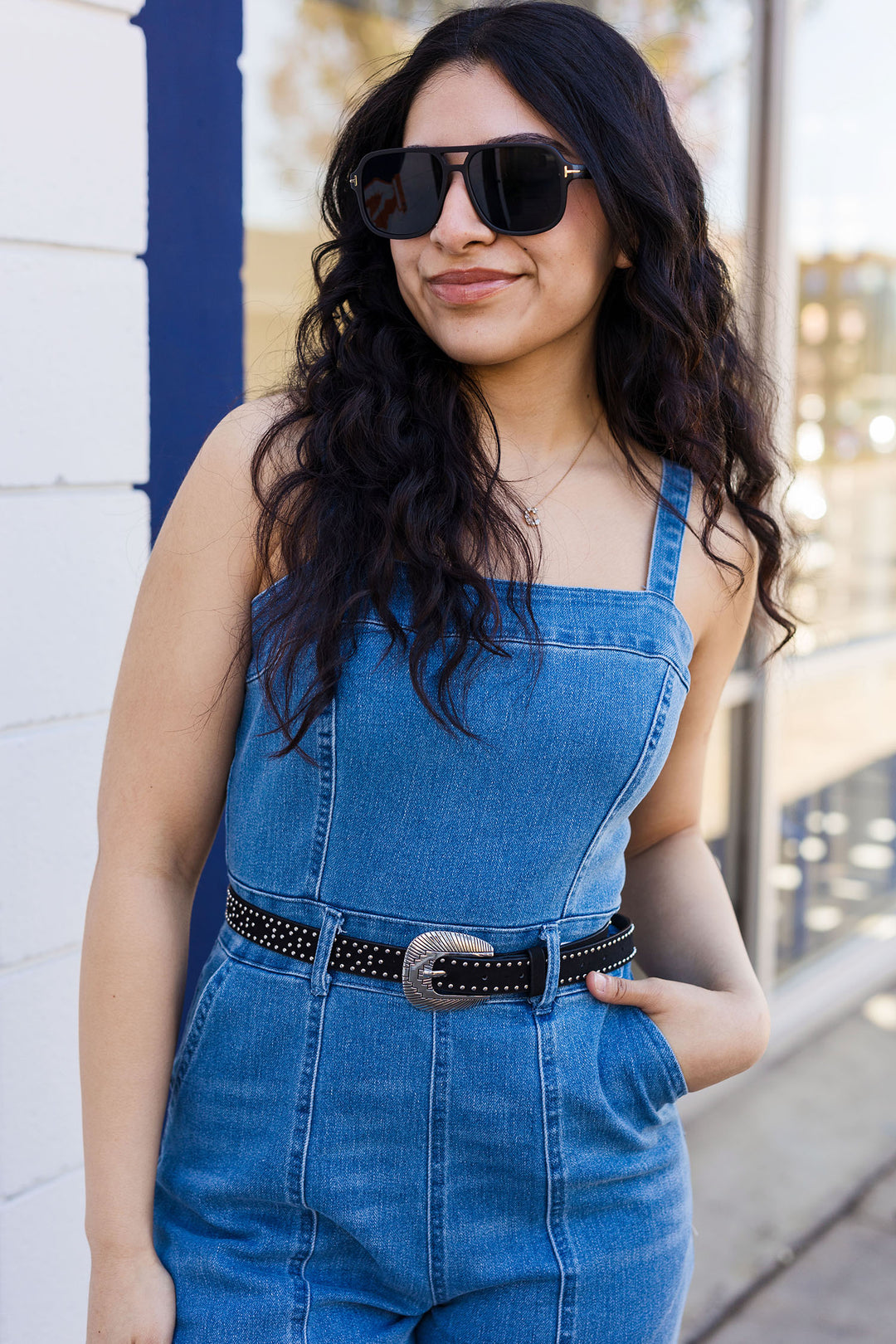 Studded Western Faux Leather Belt