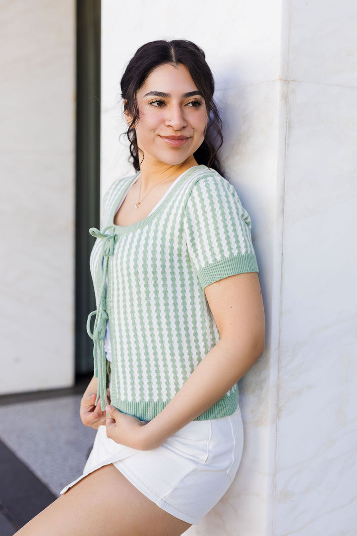 The Tied and True Striped Cardigan Top