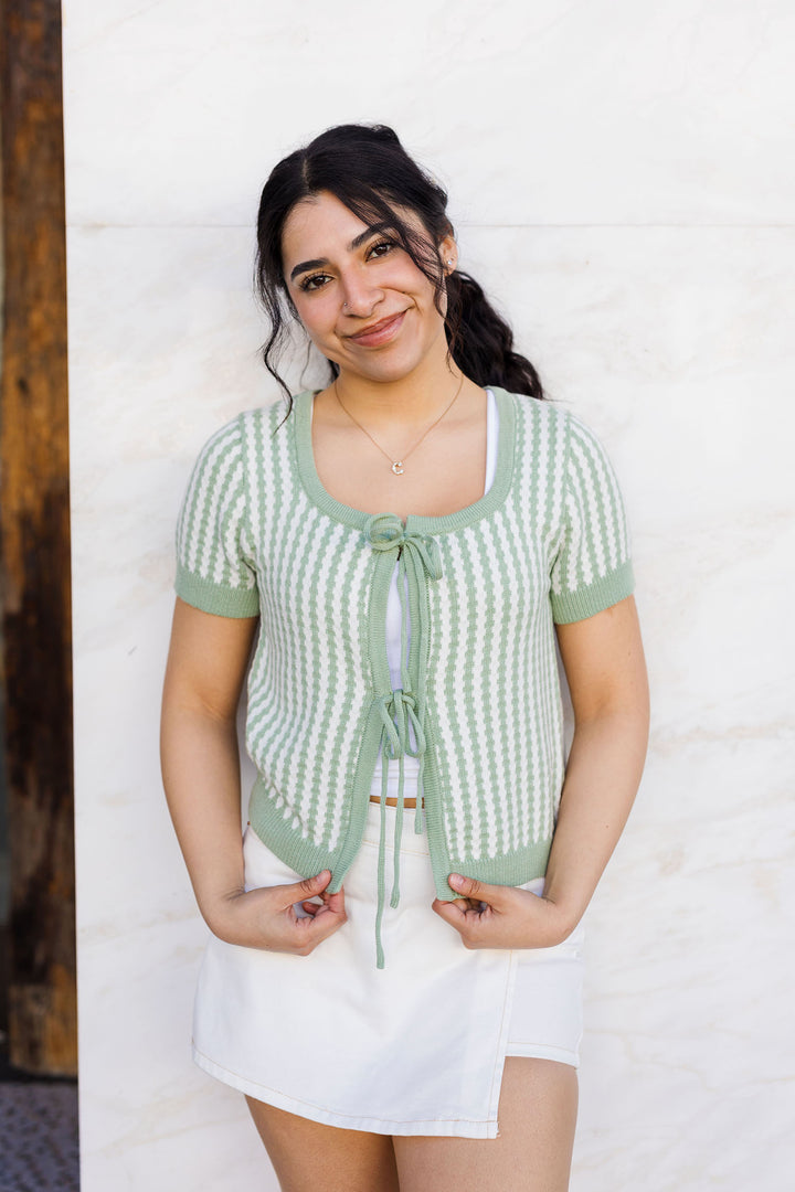 The Tied and True Striped Cardigan Top