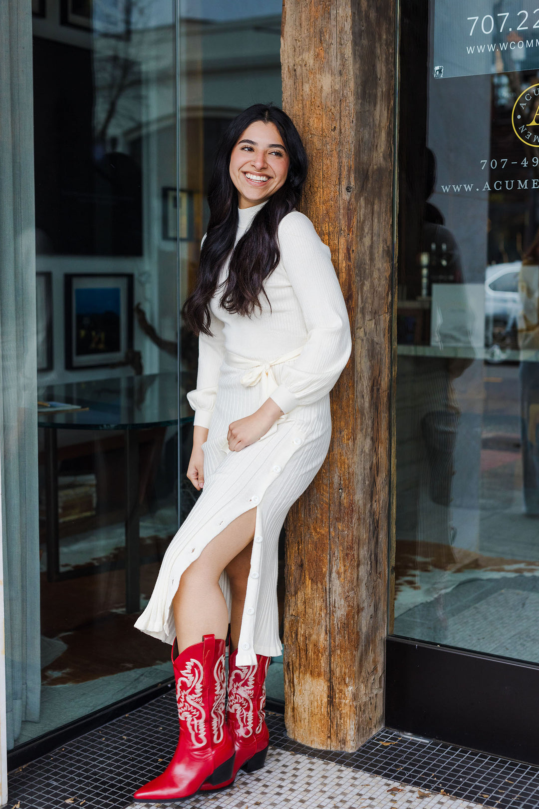 The Giving Sophistication Ivory Knit Sweater Dress