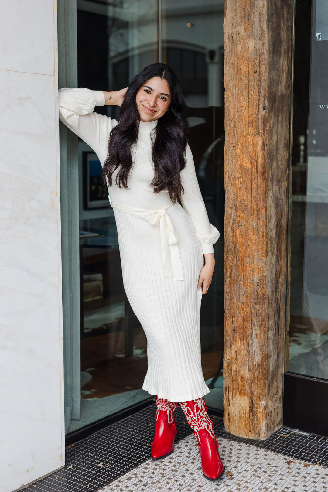 The Giving Sophistication Ivory Knit Sweater Dress