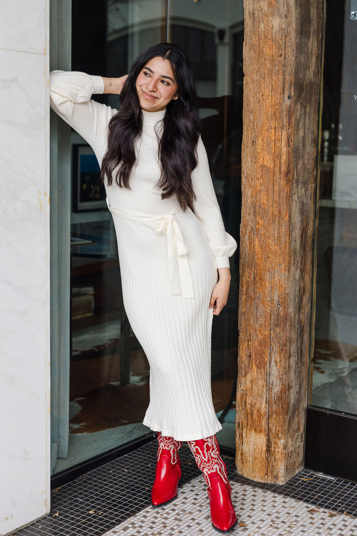 The Giving Sophistication Ivory Knit Sweater Dress