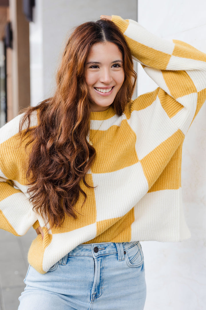 The Game Of Choice Mustard Knit Sweater