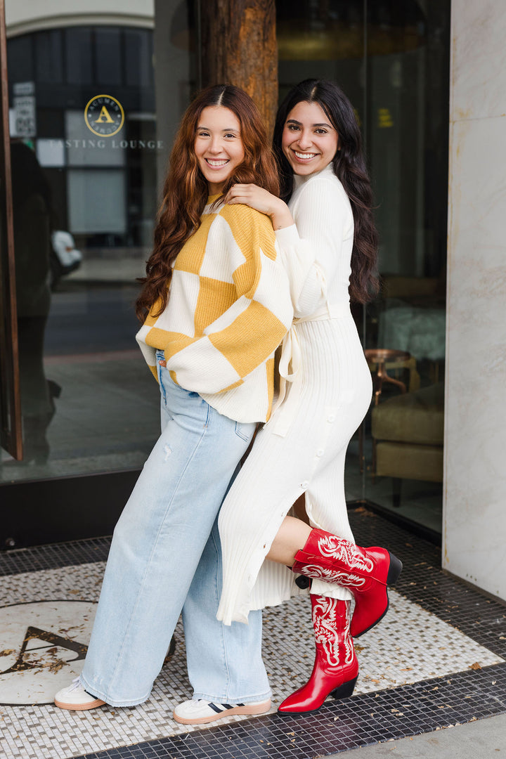 The Game Of Choice Mustard Knit Sweater