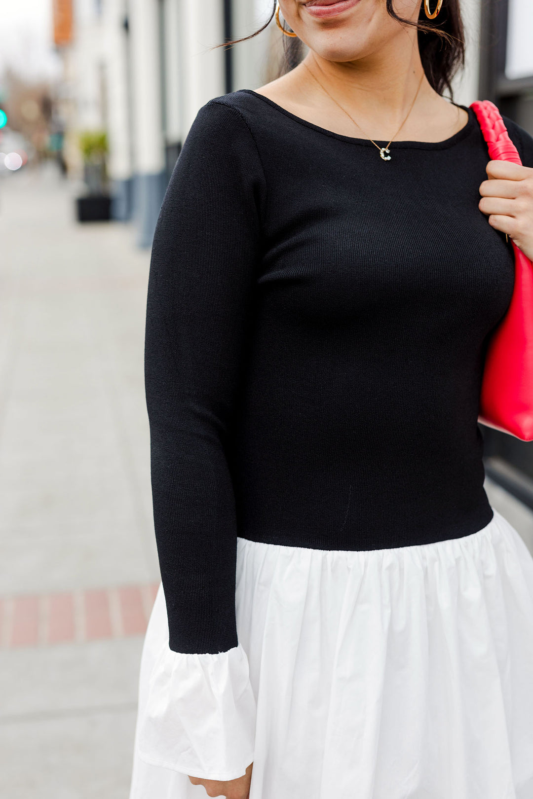 The Sweet Carolina Boatneck Sweater & Poplin Mini Dress