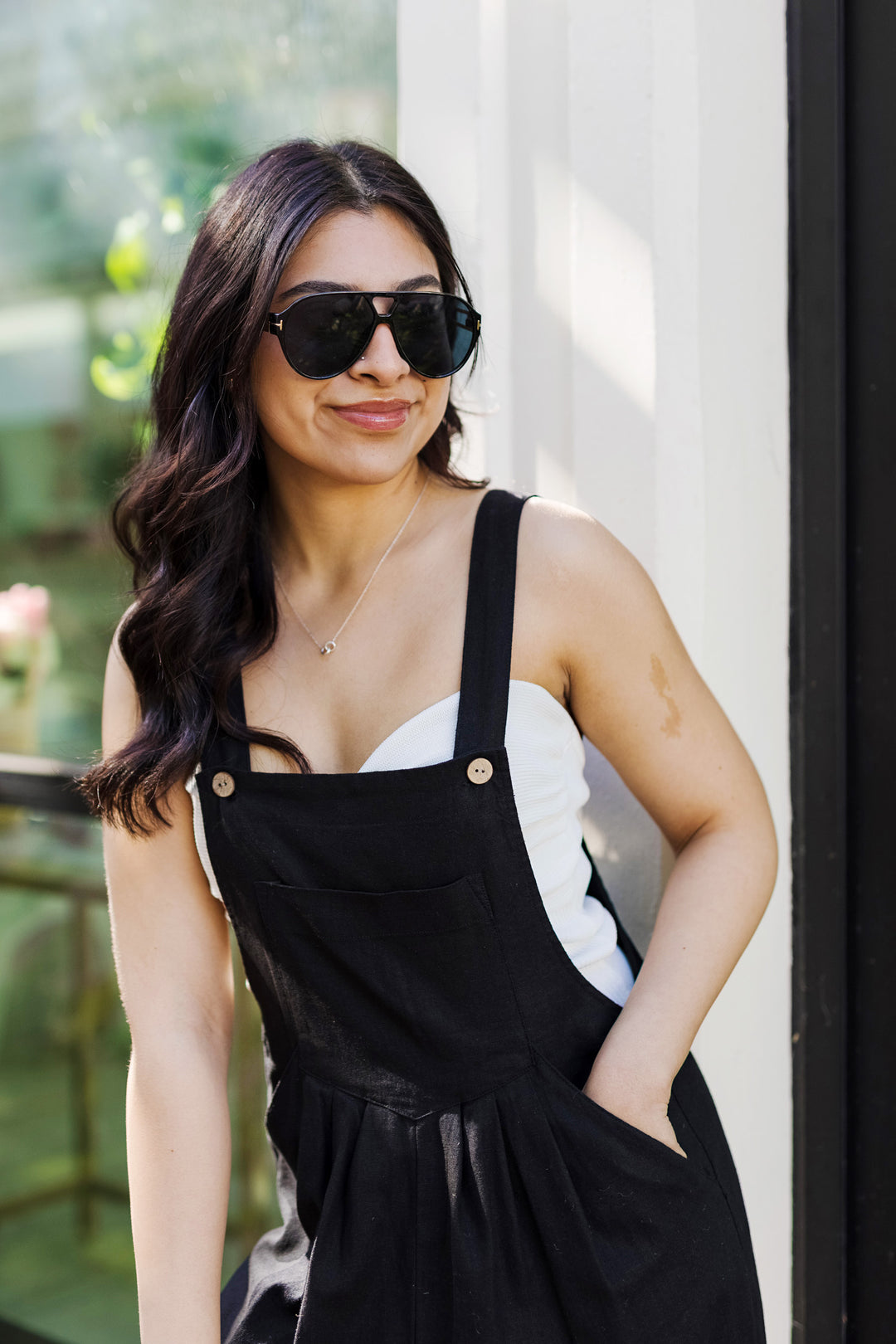 The Total Eclipse Black Linen Wide Leg Overalls