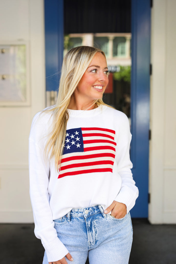 The Forever Faithful American Flag Sweater