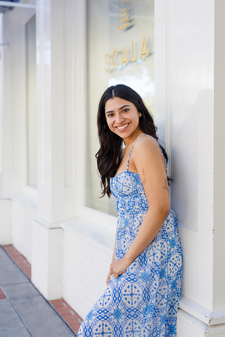 The Reese Blue Floral Maxi Dress